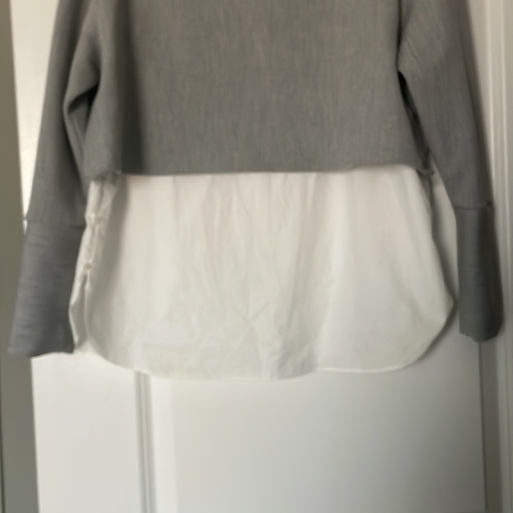 Zara really cool grey crop shirt with attached white button down.  Size medium. - Picture 4 of 10